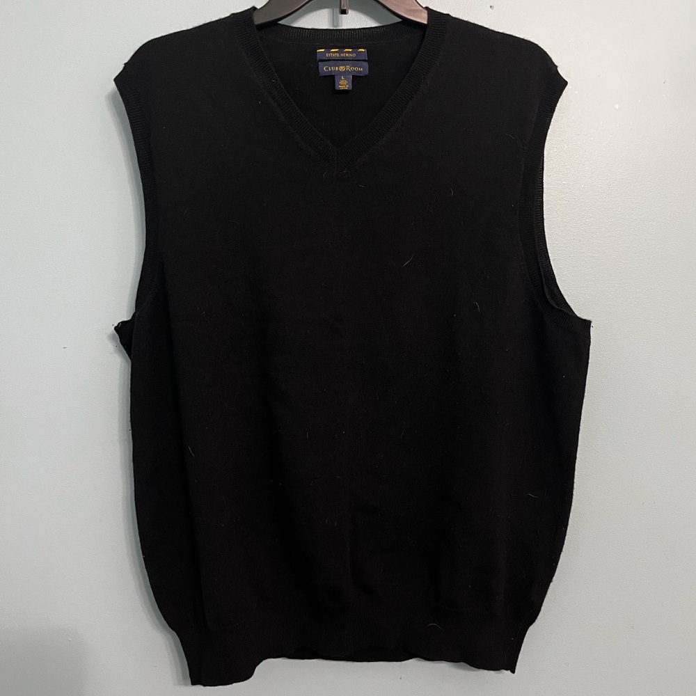Club Room Men’s Large Navy Blue Estate Merino Sweater Vest